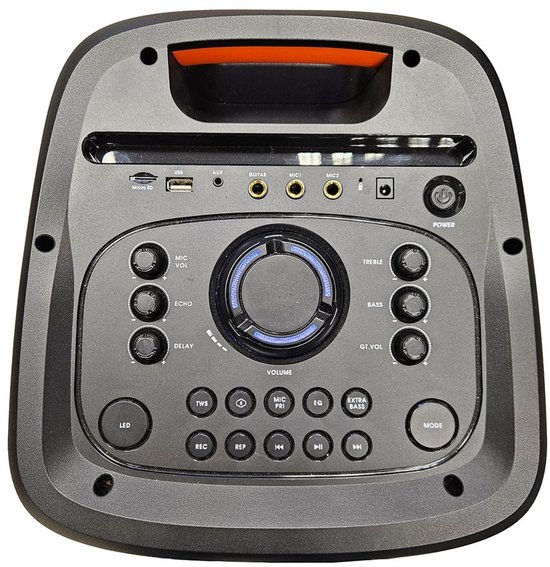 Qonos Bluetooth Speaker Partybox - Draadloos - 1 Microfoon - LED Verlichting - Karaoke - Radio - 120W - Zwart van QONOS — afbeelding 2