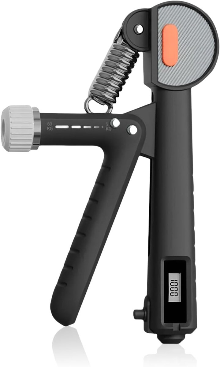 SnelShoppen - Hand Grip Trainer Verstelbaar 5-60 kg - Handtrainer met Telfunctie - Anti-Slip Grip - Voorvinger en Pols Training - Ideaal voor Herstel