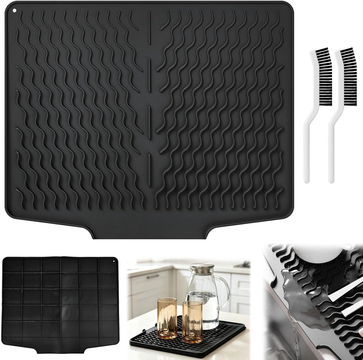 Omgoods - Siliconen Afdruipmat Gootsteen 40 × 33 cm - Lekvrije Werkblad Bescherming