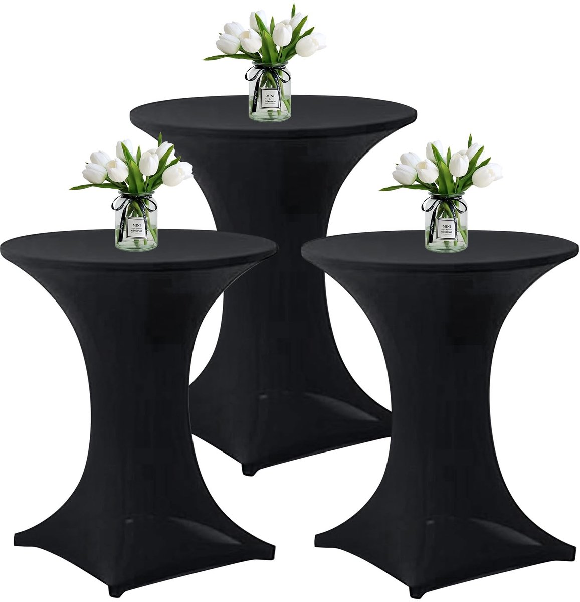 Omgoods - Set van 3 Wasbare Cocktailtafelhoezen in Zwart