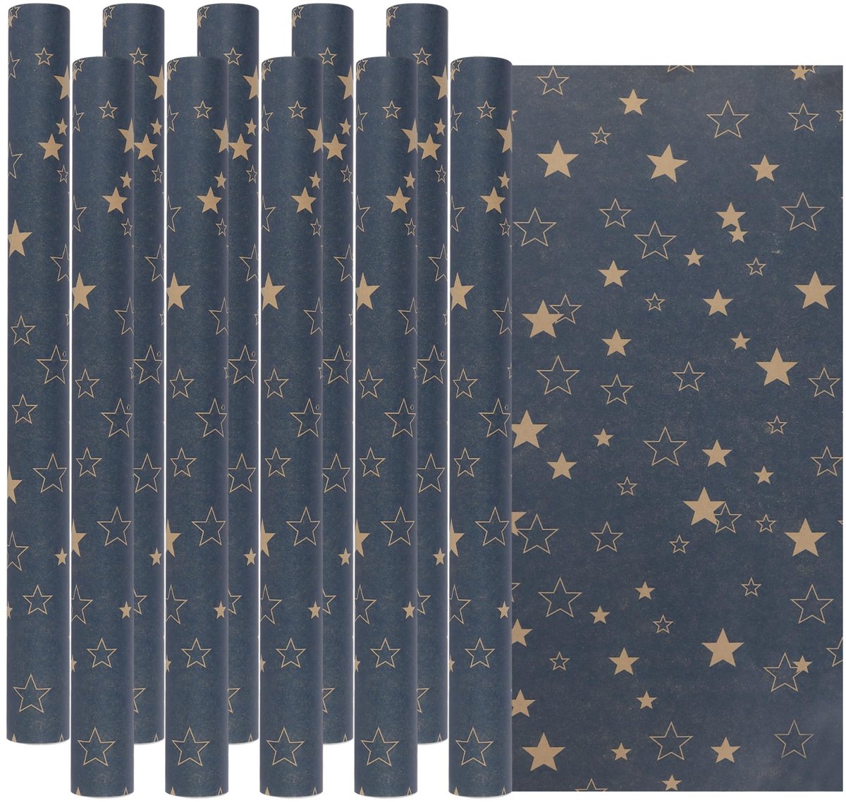 Omgoods - Kraft Inpakpapier Rol met Sterrenprint 43 cm x 15 m
