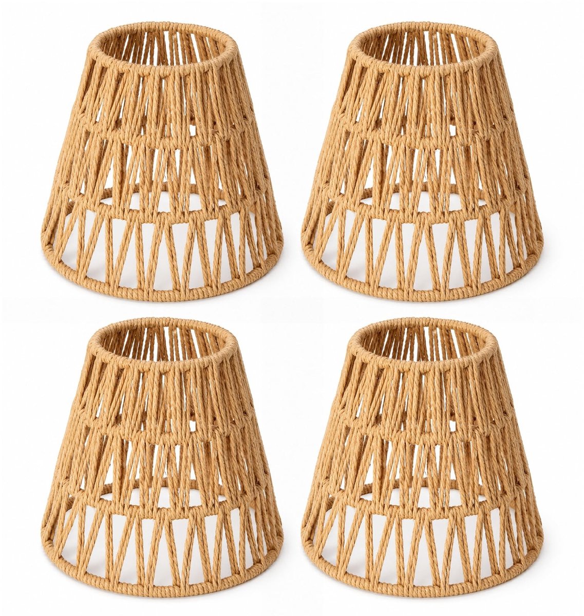 Omgoods - Set van 4 Rieten Lampschermen voor Pendel- en Vloerlampen