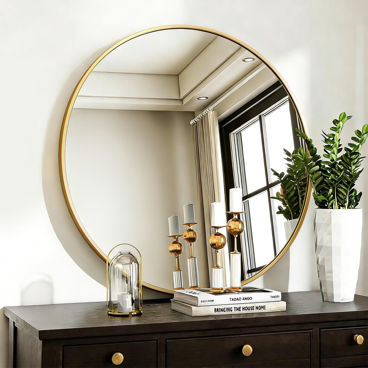 Omgoods - Gouden Ronde Spiegel 80 cm met Aluminium Frame