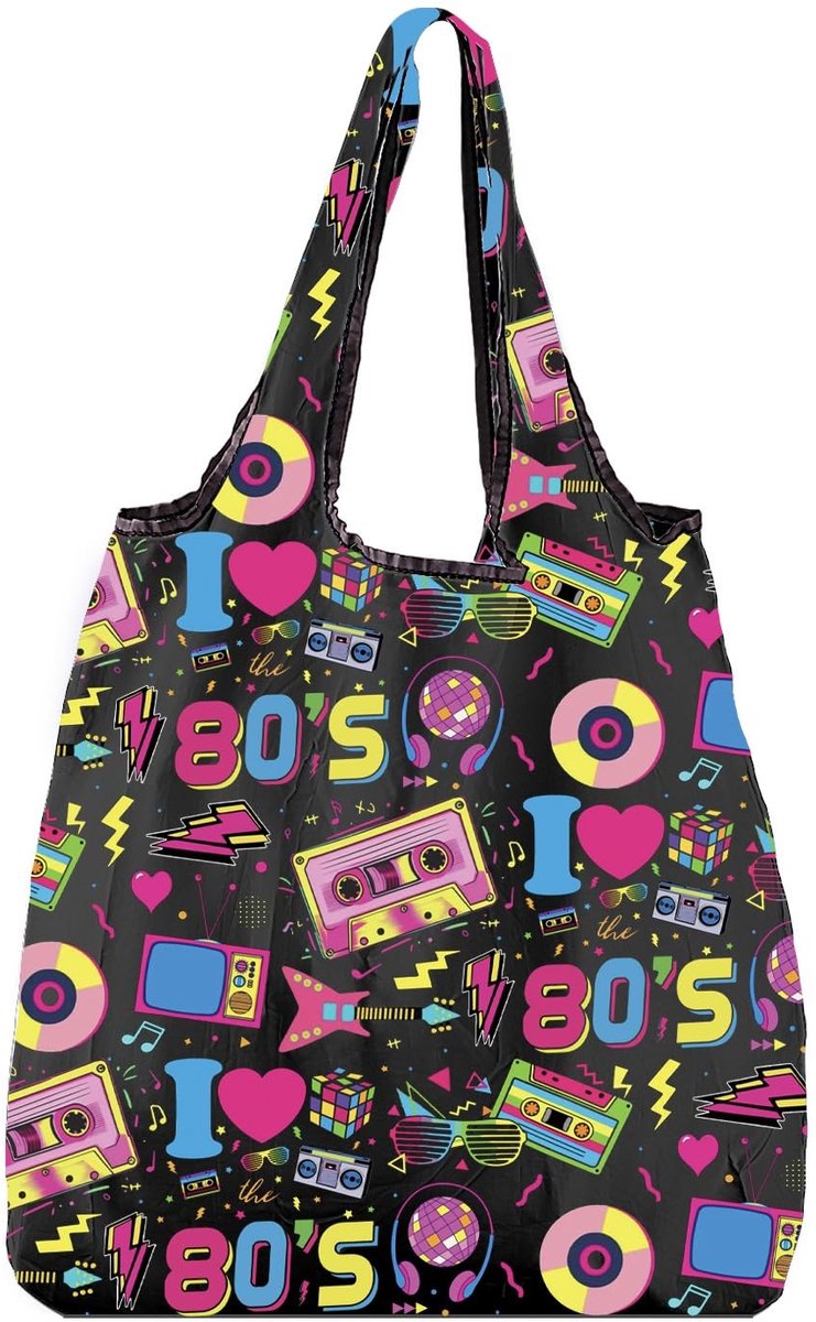 Omgoods - Retro Opvouwbare Boodschappentas met 80's Motief