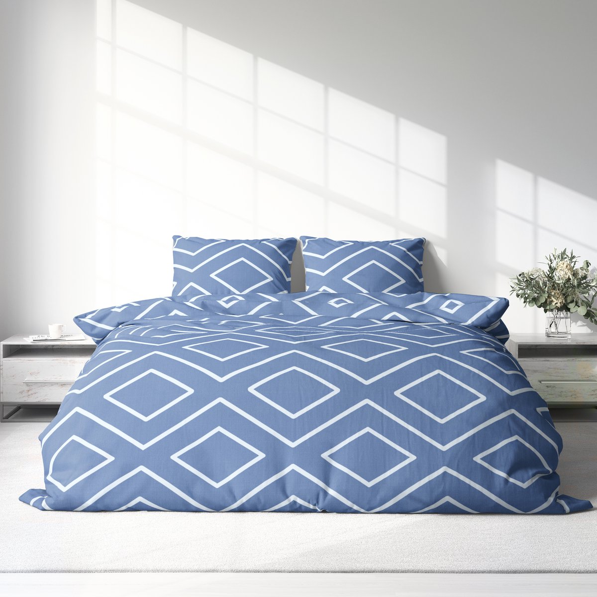 Dekbedovertrek 100% Katoen Premium - 240 x 220cm (Lits-jumeaux) - Renaux Blauw