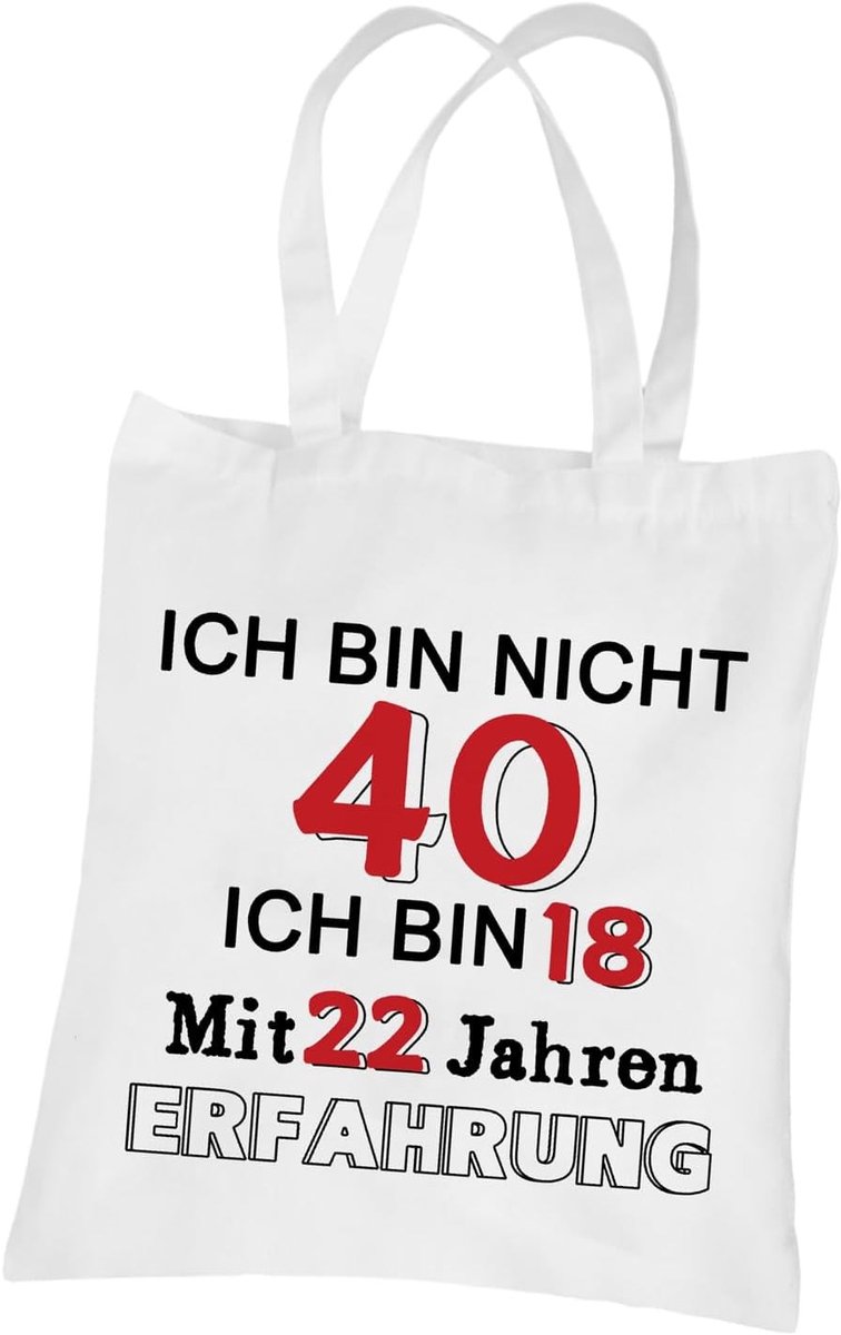 Grappige katoenen tas voor vrouwen als verjaardagscadeau, ideaal als boodschappentas, boekenrugzak of dagelijkse tas