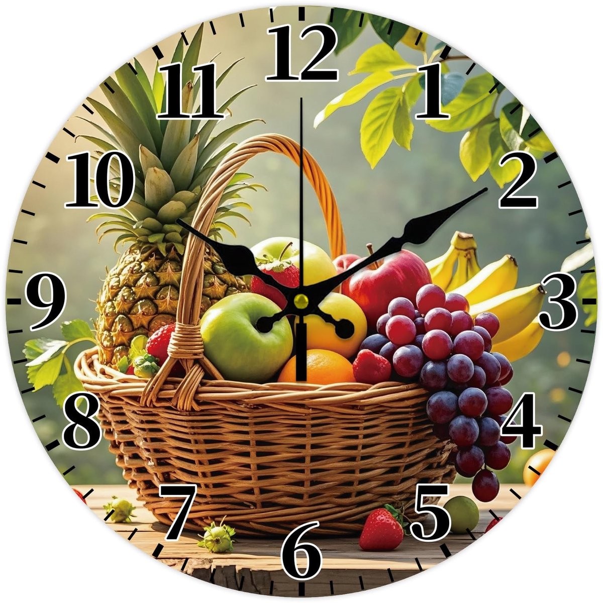 Omgoods - Decoratieve Wandklok met Fruitmand Thema, 30 cm