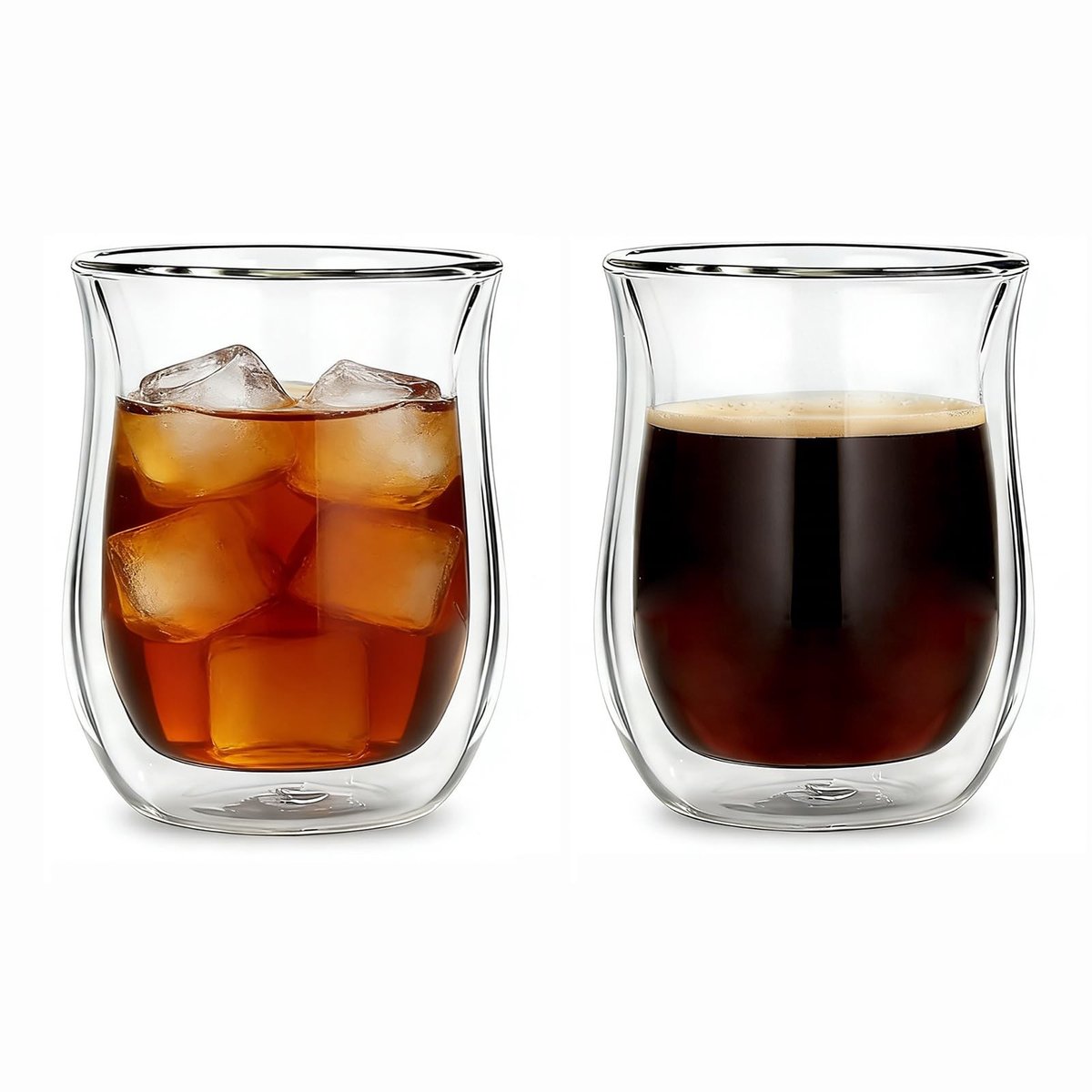 Omgoods - Dubbelwandige Glazen Koffiemokken Set van 2, 250 ml