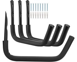SnelShoppen - PiPaFox Kajak Opberghaak 38,5 cm Zware Stalen Wandmontage Hanger voor Kajak, Kano, Surfplank, Paddleboard - 4 Stuks Garage Opbergrek