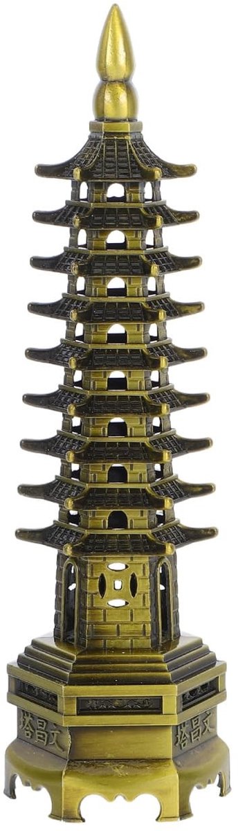 Omgoods - Bronzen Wenchang Toren Feng Shui Beeld 18cm voor Bureau Decoratie