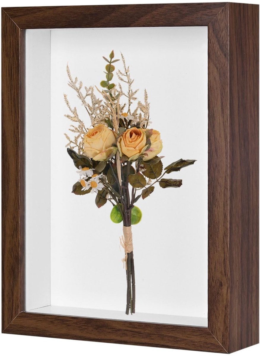 Omgoods - Schaduwdoos Fotolijst voor Bloemen en Aandenken, Bruin
