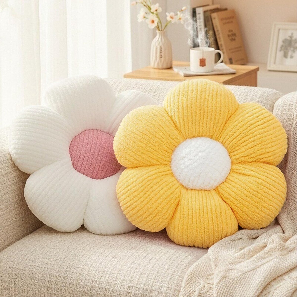 Omgoods - Set van 2 Decoratieve Bloemkussens 40 cm Voor Binnengebruik