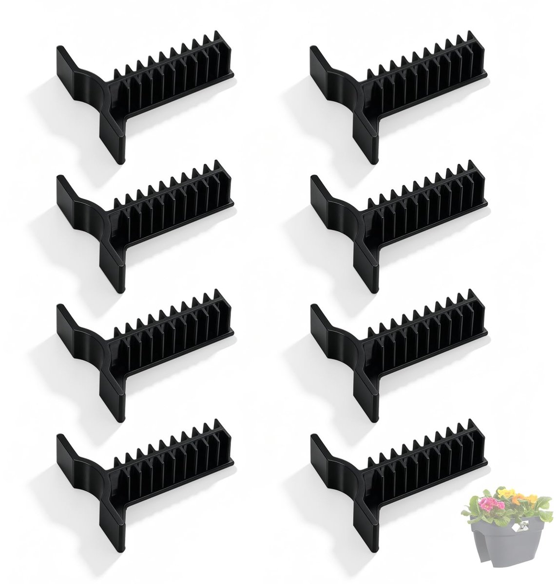 Omgoods - Vervangende Clips voor Balkonbloempotten - 8 Stuks, Zwart