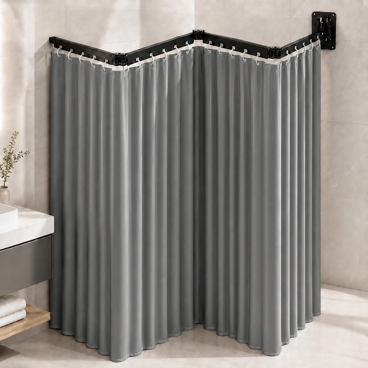 Omgoods - Vouwbare Douchegordijnroede met Suction Cups