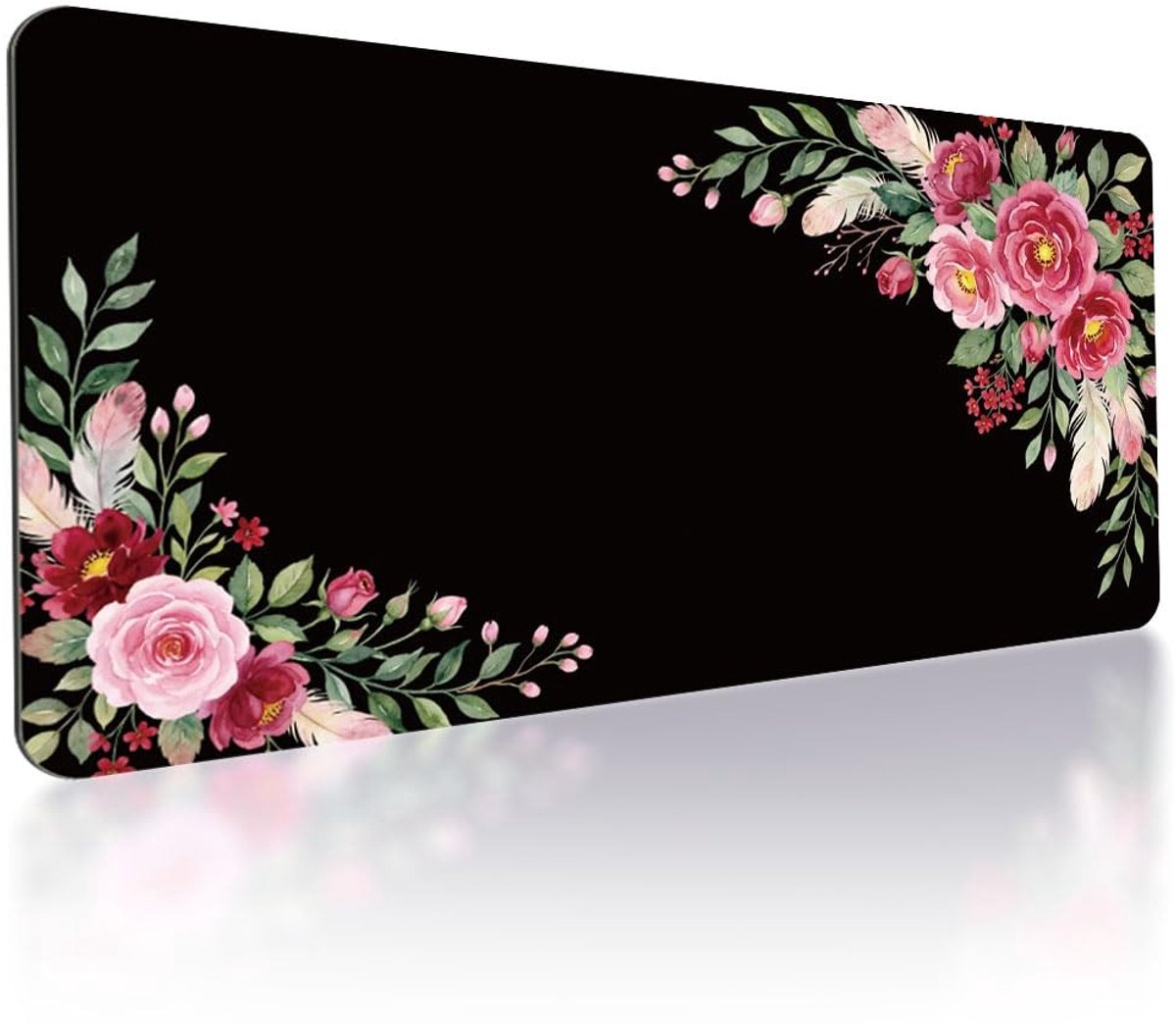Omgoods - Roze Bureauonderlegger voor Toetsenbord en Muis - Zwart/Roze, 800 x 400 mm