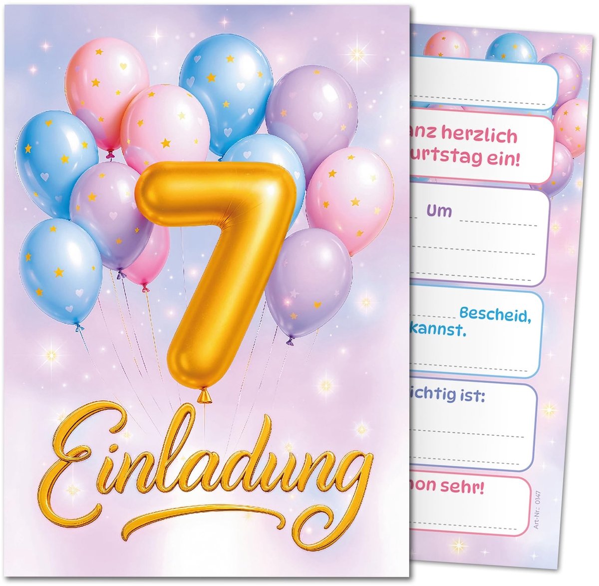 Omgoods - Set van 12 Uitnodigingskaarten voor de 7e Kinderverjaardag