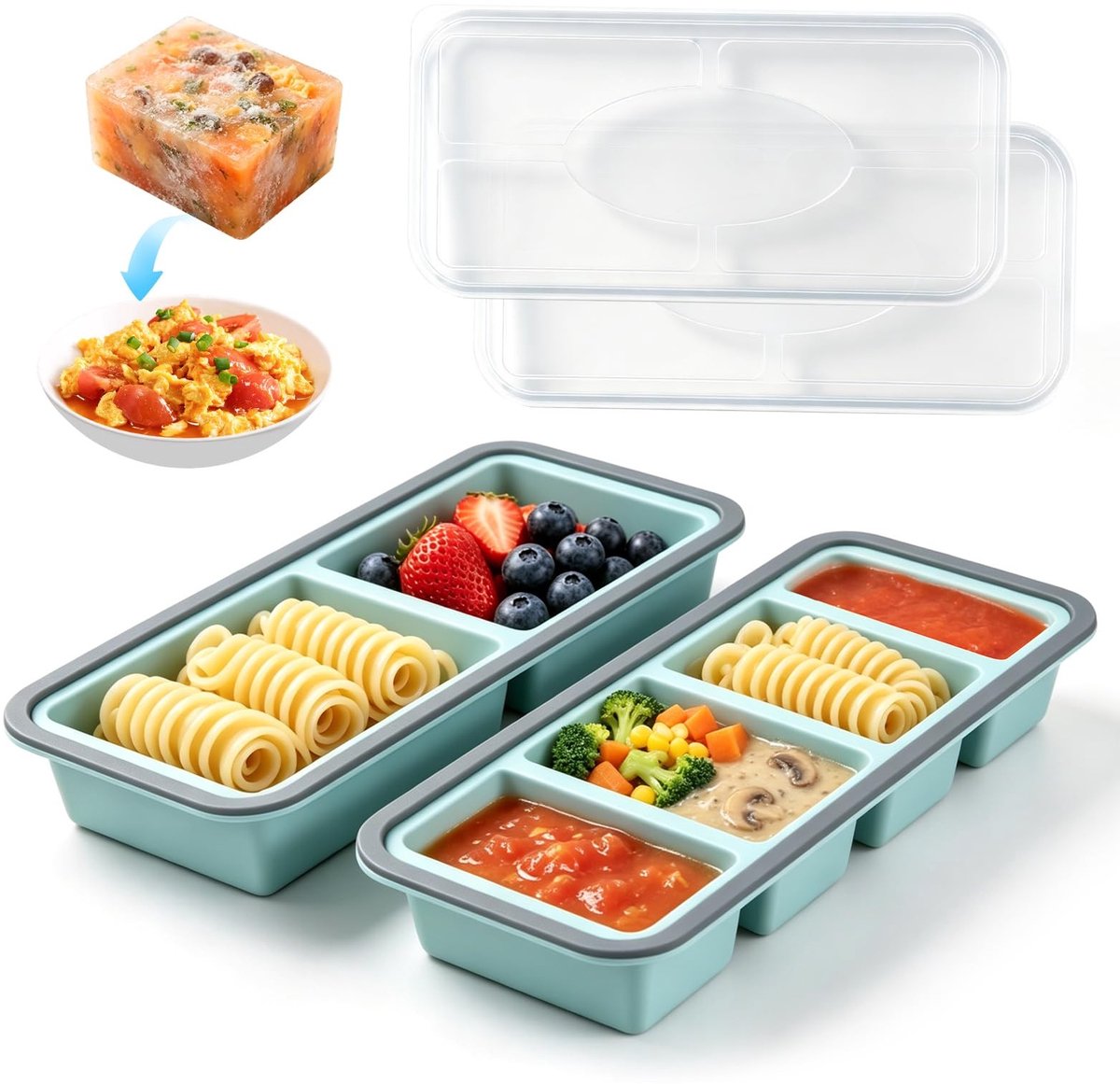 Omgoods - Silicone Vriesdozen Set met Deksel voor Maaltijdvoorbereiding