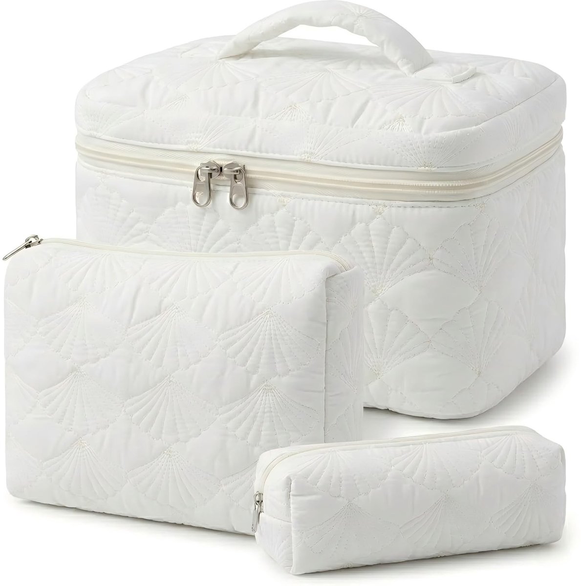 Omgoods - Set van 3 make-uptassen met bloemenpatroon - Toilettas voor dames