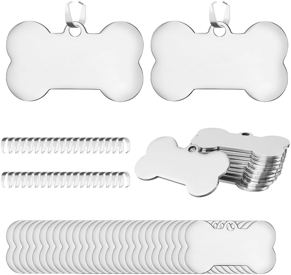 Omgoods - Set van 40 Gepersonaliseerde Roestvrij Stalen Hond ID-tags