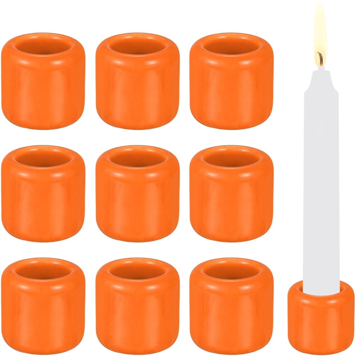 Omgoods - Set van 10 Mini Keramische Kaarsenhouders voor Meditatie