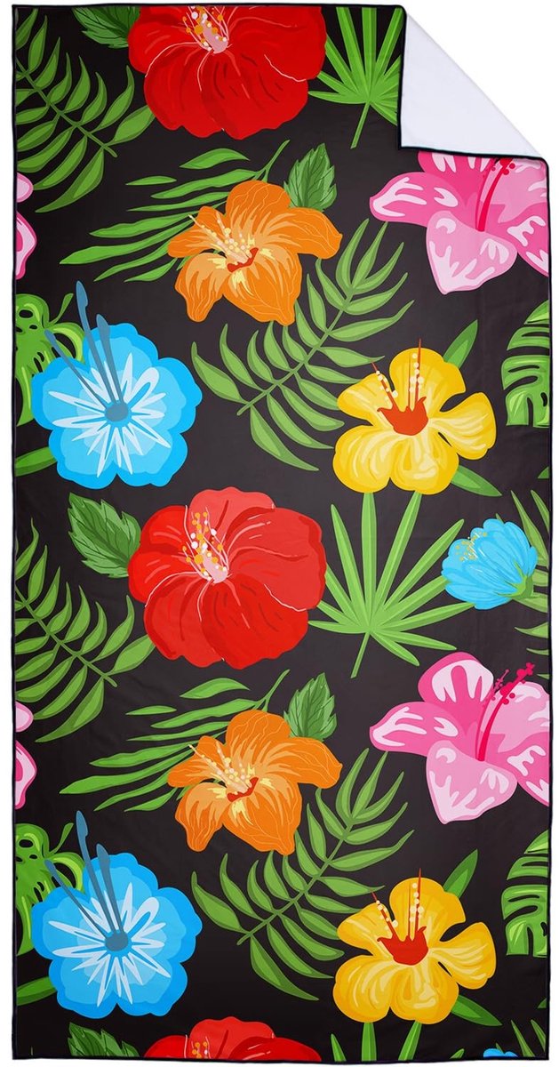 Omgoods - Grote Microvezel Strandhanddoek met Tropisch Bloemenmotief