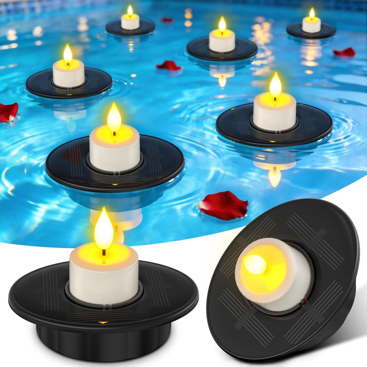 Omgoods - Set van 2 Drijvende LED Zwembadlampen op Zonne-energie