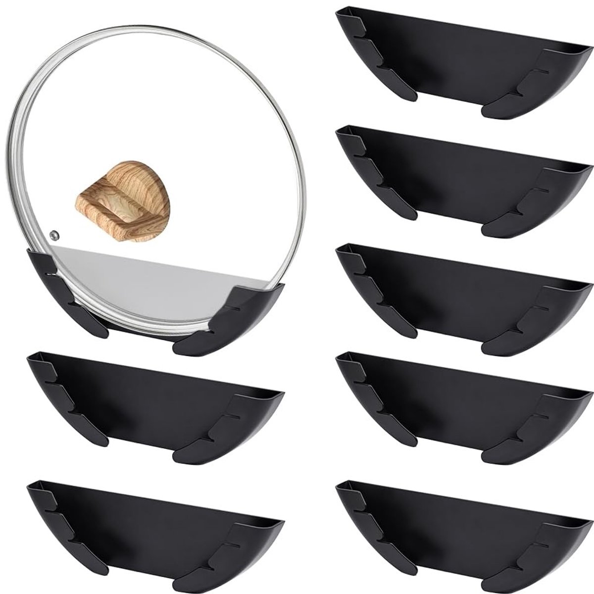 Omgoods - 8 Stuks Potdekselorganizer voor Keukenkast zonder Schroeven