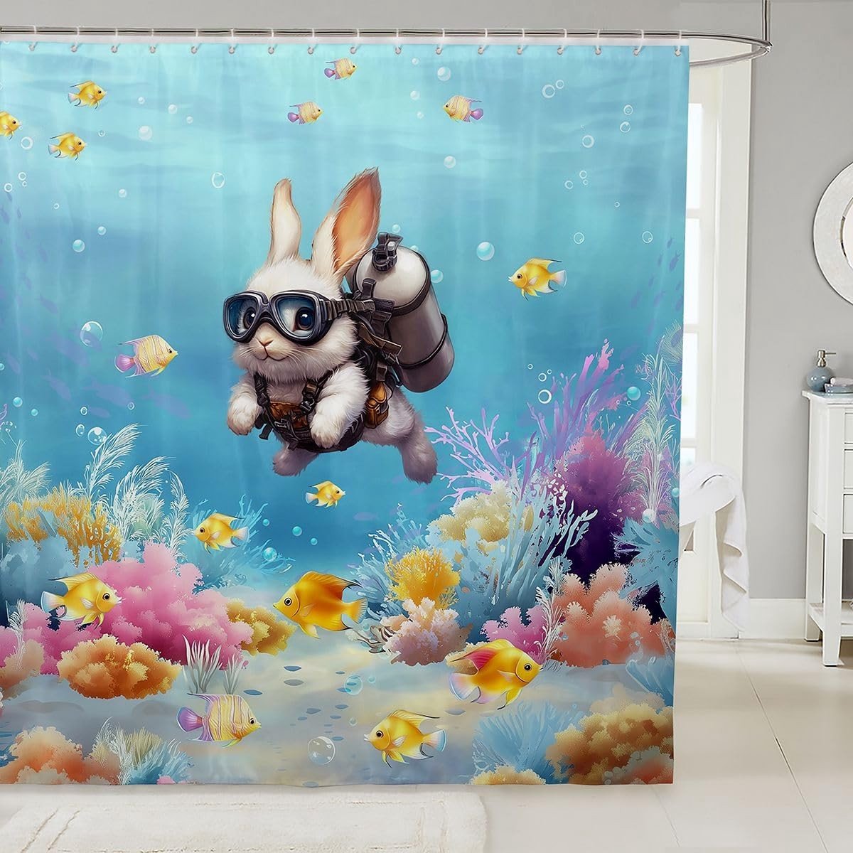 Omgoods - Grappig Konijn Douchegordijn 180 x 180 cm