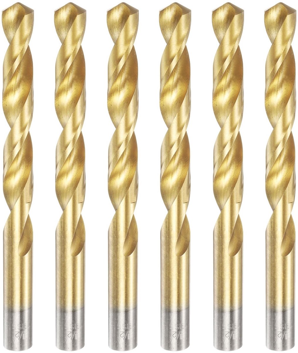 Omgoods - 6 Stuks Titanium HSS Handslingerboren 1/2 Inch voor Diverse Materialen