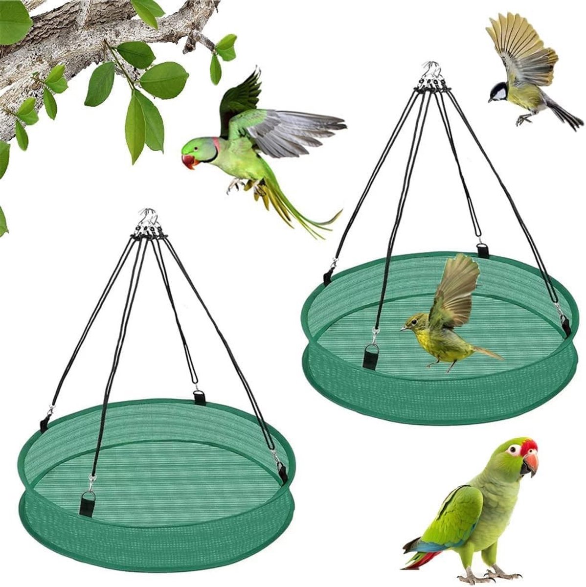 Omgoods - 2 Stuks Vogelvoederopvangbak - Diameter 61 cm - Ideaal voor Vogelhuisjes