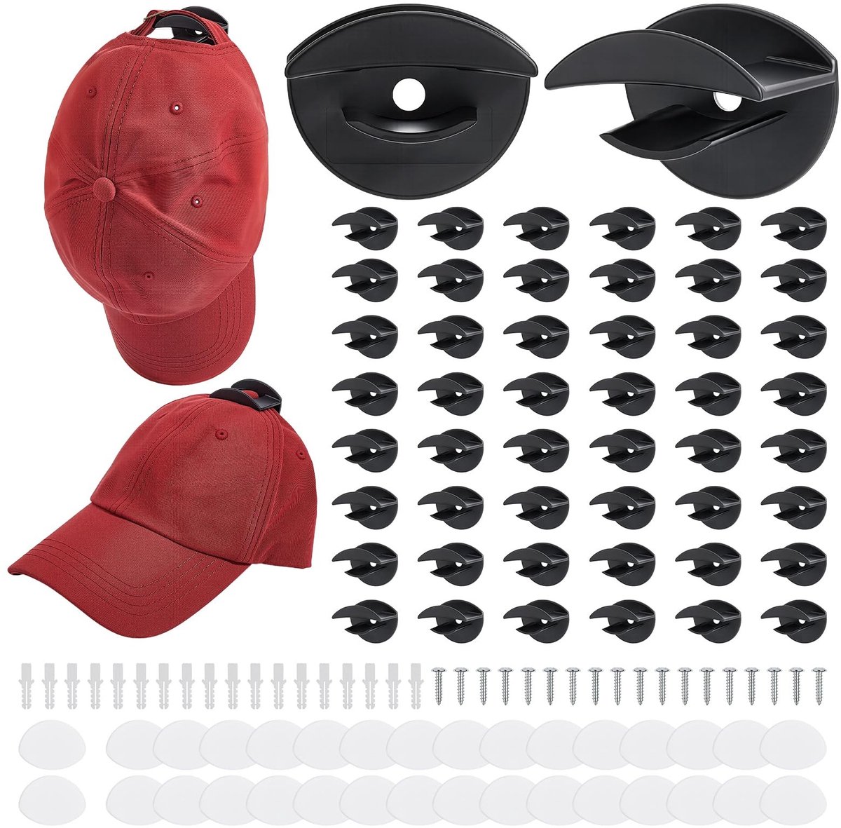 Omgoods - Set van 50 Zelfklevende Hoedhaken voor Muur en Kast, Zwart