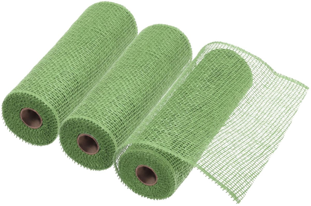 Omgoods - 3 Stuks 25,4 cm Polyjute Mesh voor Decoratie in Legergroen