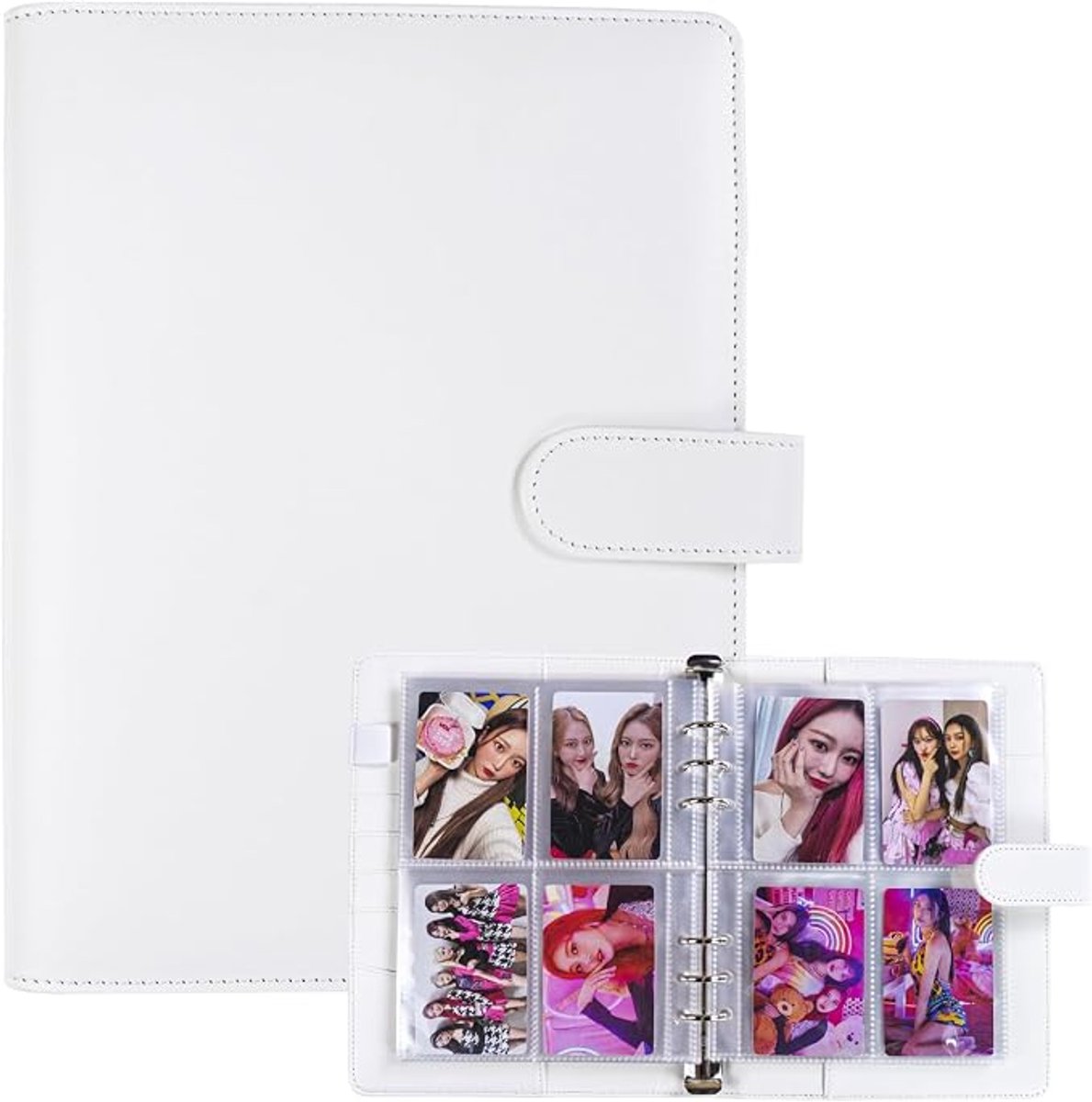 A5 Verzamelaarsalbum - Losbladig fotoalbum - Kaartenverzamelmap - A5-notitieboekje - Sticker verzamelboek - Geschikt voor cadeau voor bruiloften, verjaardagen, housewarmings en feesten - wit - met 30 vellen