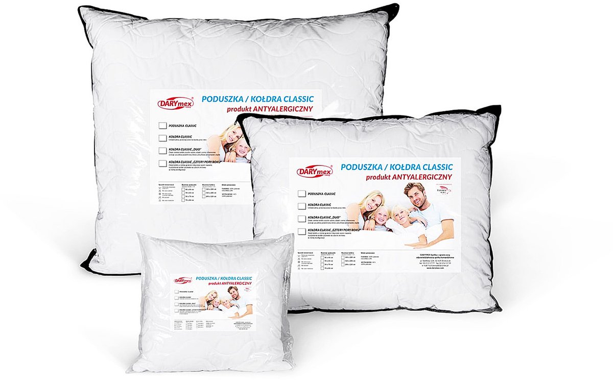 Darymex Classic - Antiallergisch Hoofdkussen - 50x70 cm - Pikant & Veerkrachtig - Wasbaar op 60°C - Wit
