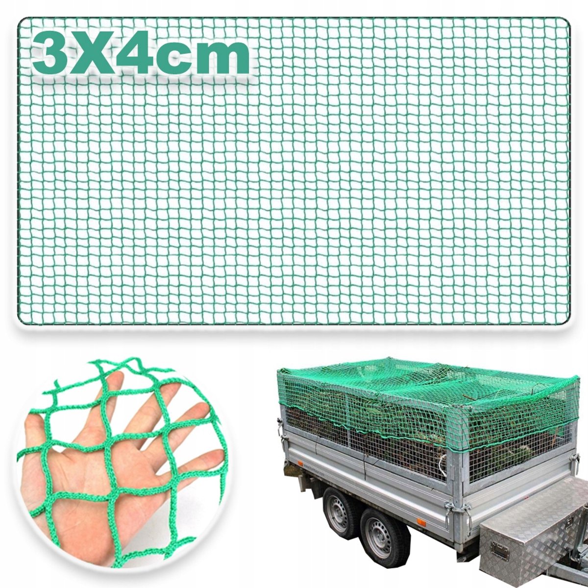 Beschermend Net 3x4m Met Bevestigingskoorden - Elastisch Polypropyleen 45mm Maaswijdte Snelle Universele Installatie - Beveiligt Sportspullen Huisdierbenodigdheden En Noodpakketten - Groen & Zwart