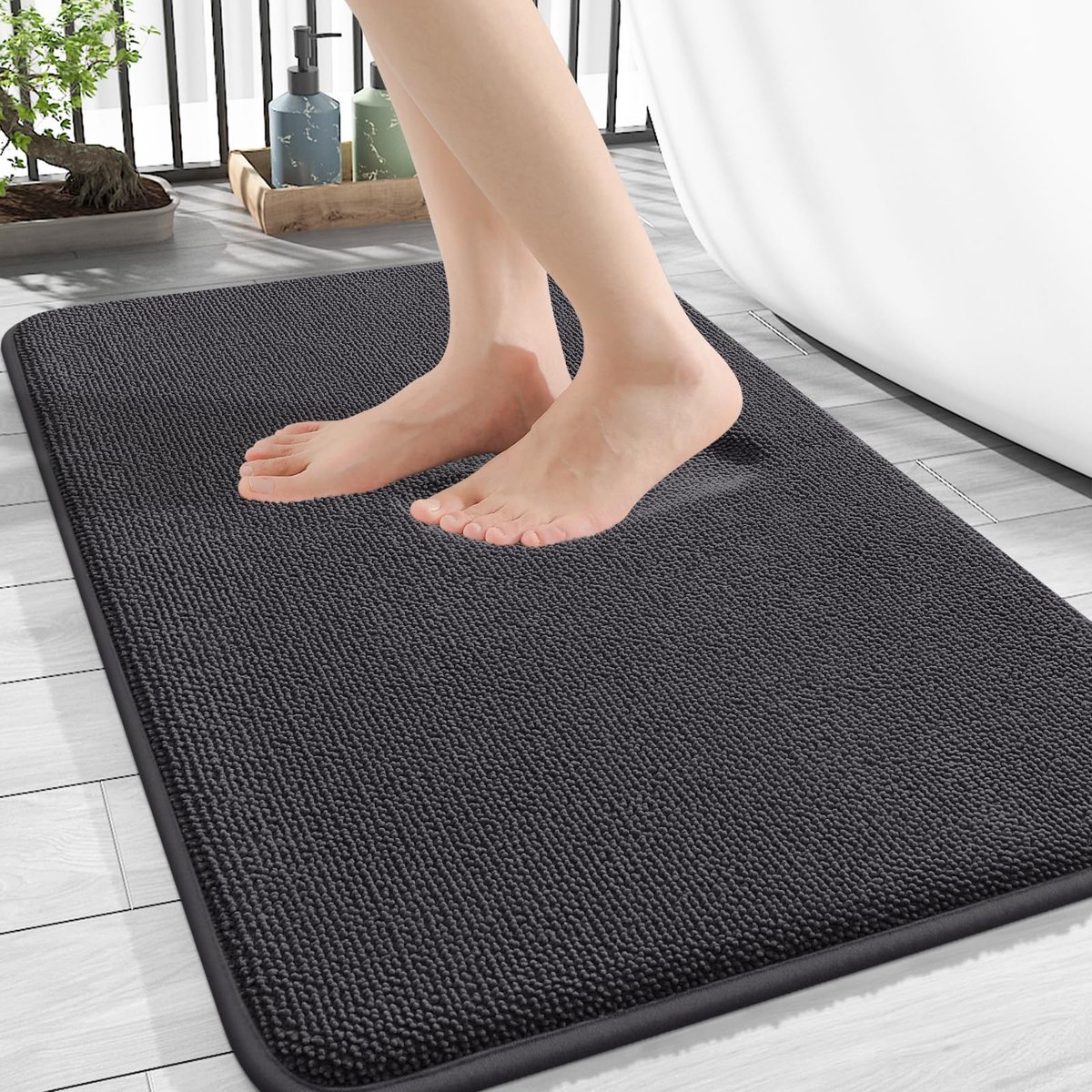 Omgoods - Memory Foam Badmat 50x76 cm, Antislip en Wasbaar, Donkergrijs