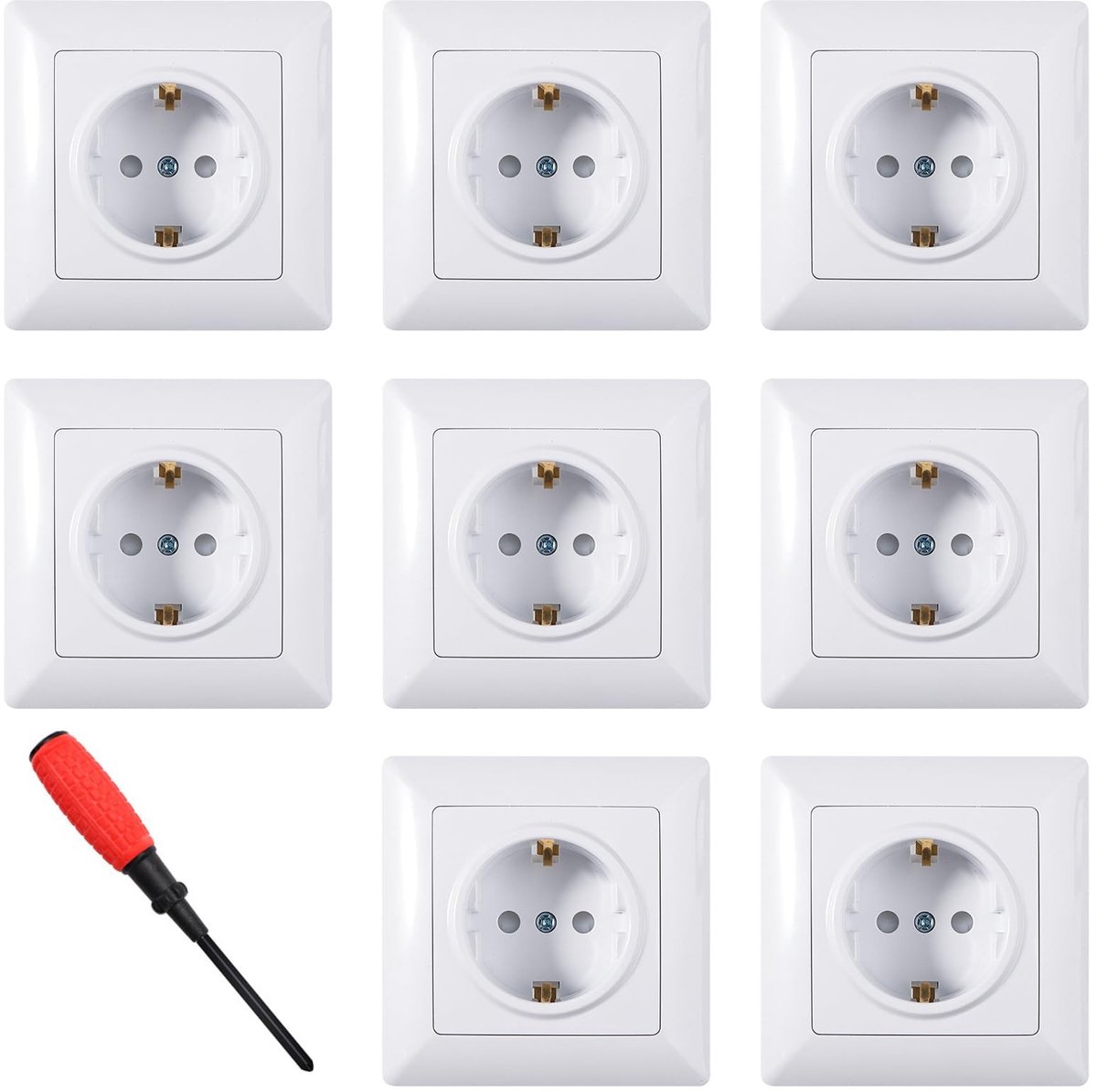 Omgoods - 8-delige Wandcontactdozen Set met Aarde en Schroevendraaier