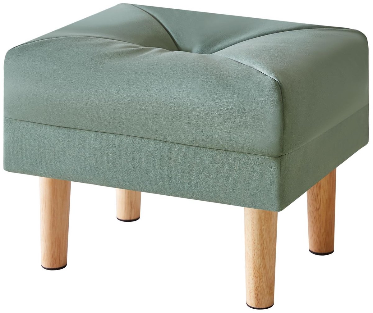 Omgoods - Modern Ottomaanse Voetensteun van Kunstleer en Hout