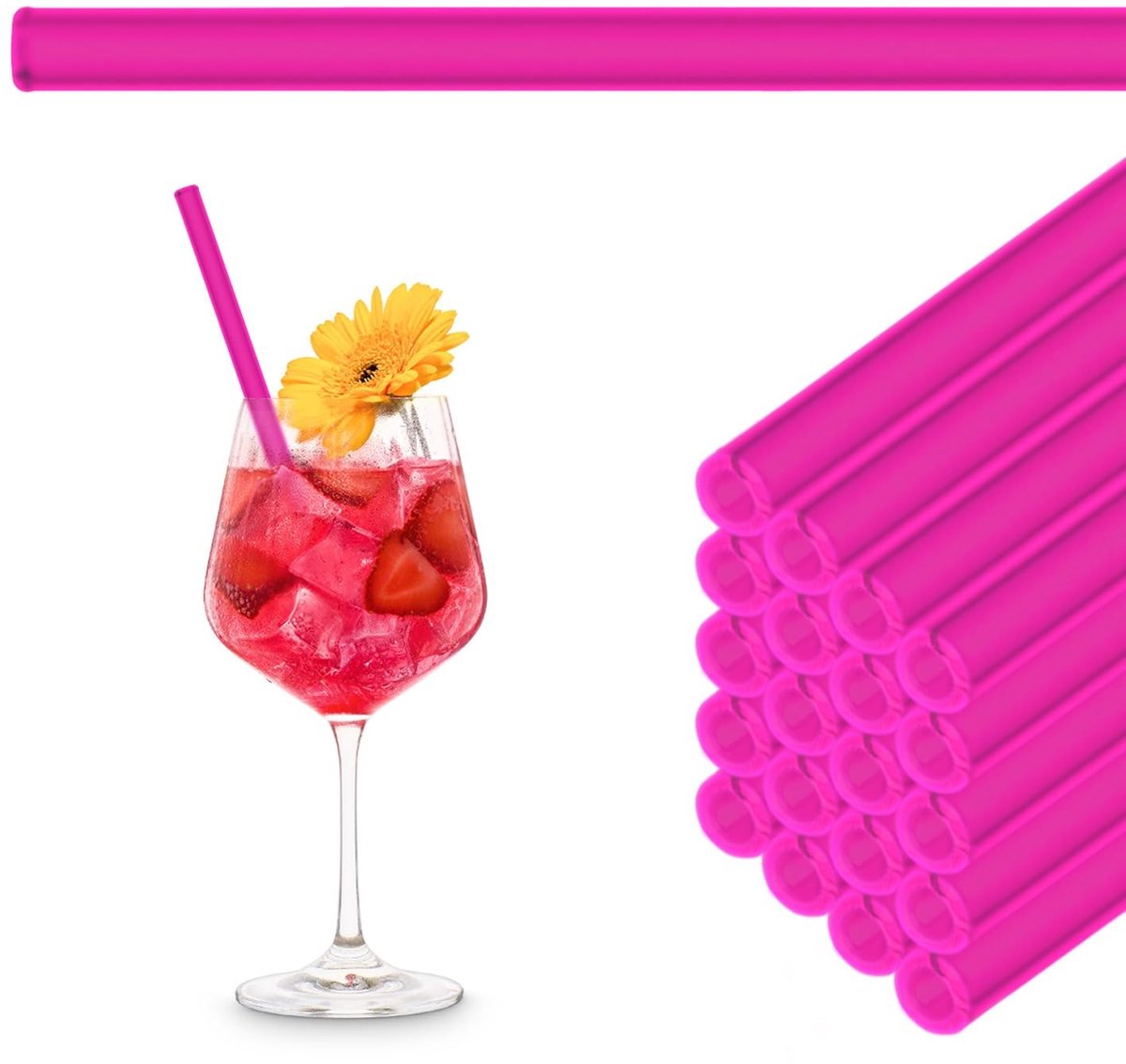 Omgoods - Neon Roze Glazen Rietjes - Herbruikbare Drinkhalm - 50 Stuks - 20 cm - Vaatwasserbestendig