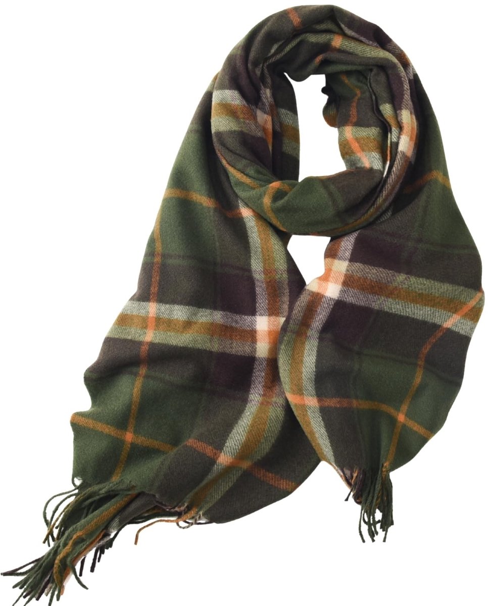 Omgoods - Dames Winter Sjaal, Zachte en Warme Tartan Check, Lang met Franje