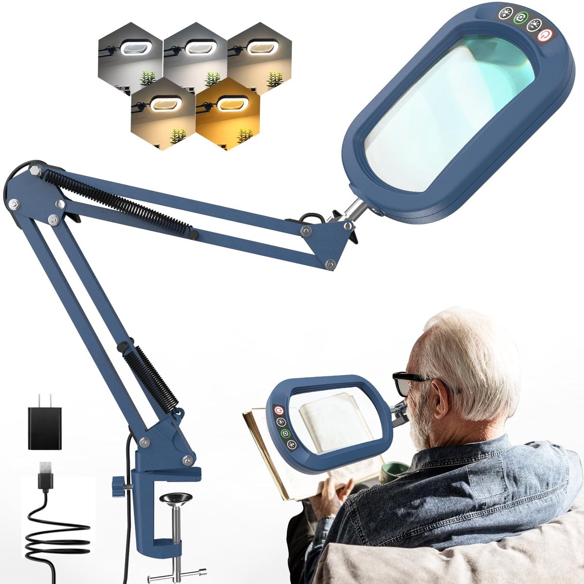 Omgoods - Vergrootglas met Licht en Klem voor Handvrij Gebruik