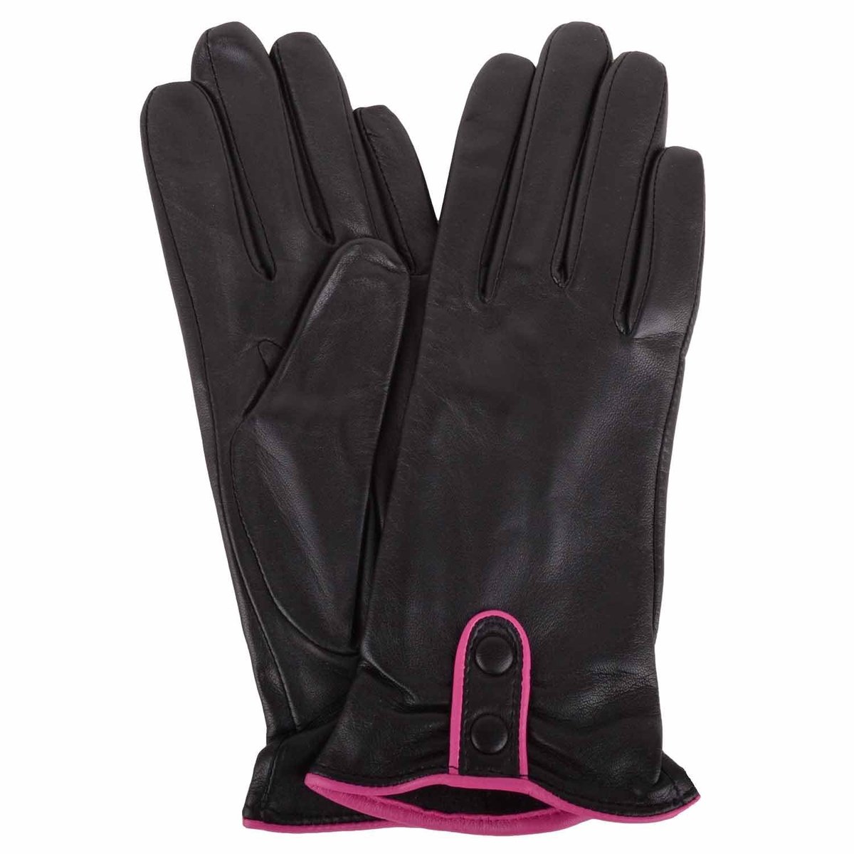 Omgoods - Dames Echt Leren Handschoenen met Contrasterende Bies en Dubbele Knopen