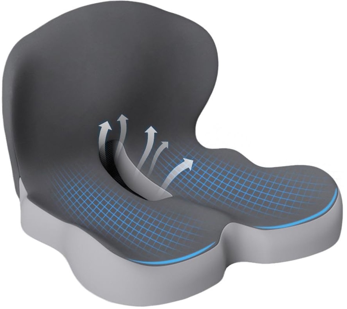 Omgoods - Ergonomisch Orthopedisch Zitkussen met Rugleuning voor Kantoor en Auto