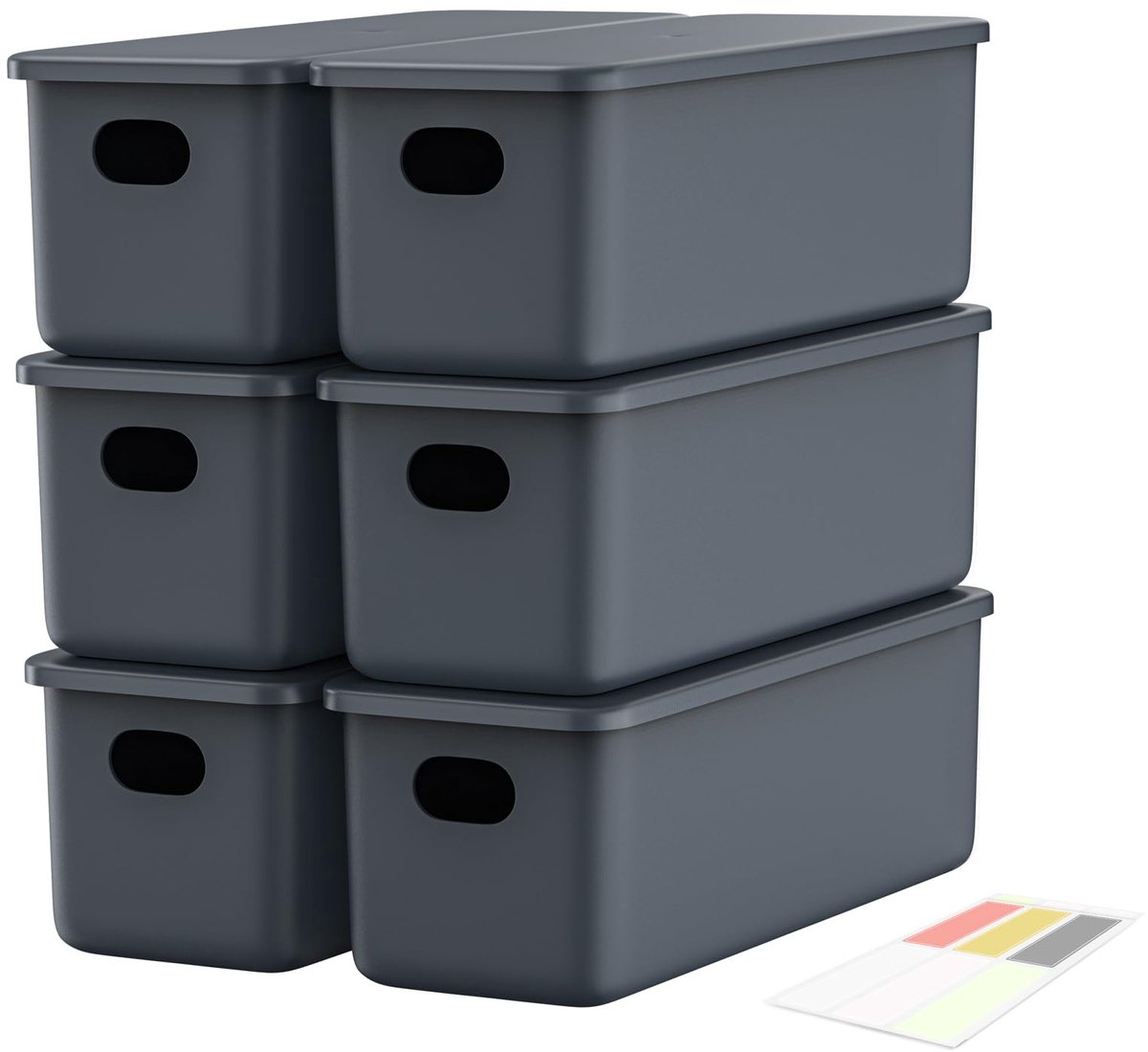Omgoods - Set van 6 Plastic Opbergdozen met Deksel