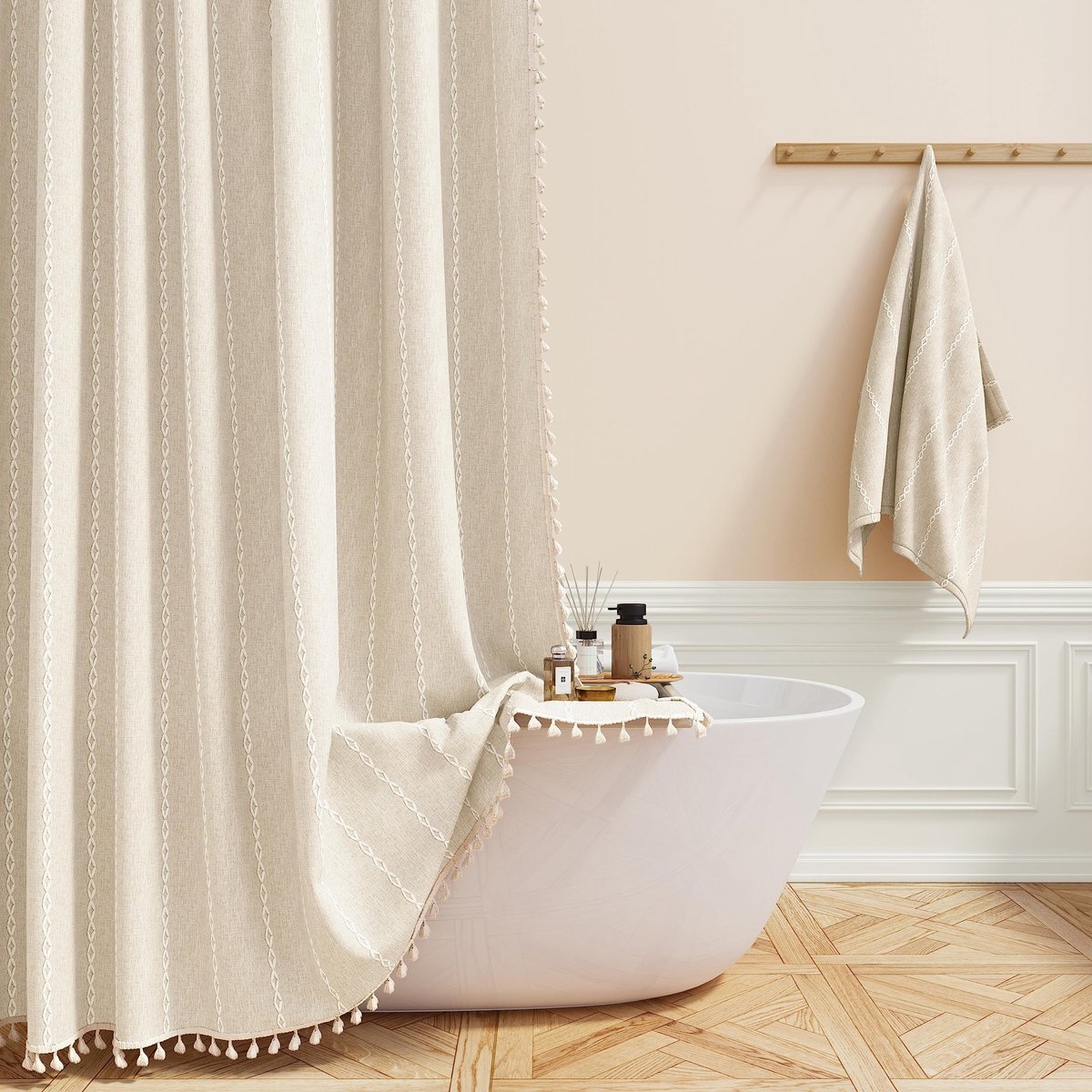 Omgoods - Douchescherm - Boho Farmhouse Stijl, Waterdicht, 182 x 200 cm