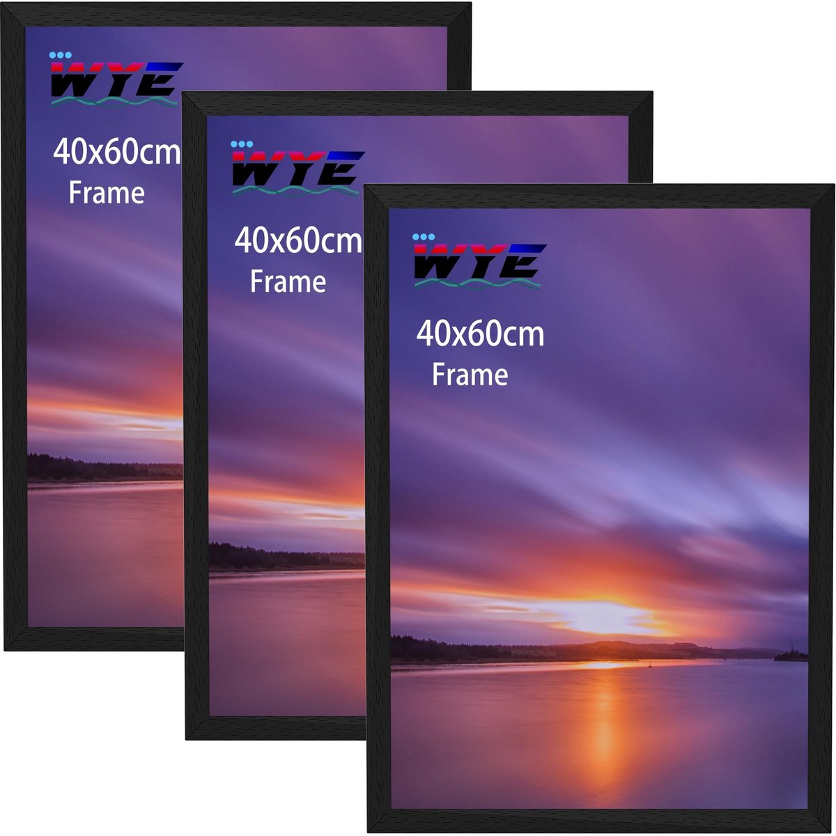 Omgoods- Fotolijst 40x60 cm - Houten Fotolijsten - Set van 3 - Acryl (niet glas) - Milieuvriendelijk - Perfect voor aan de muur - Lijst