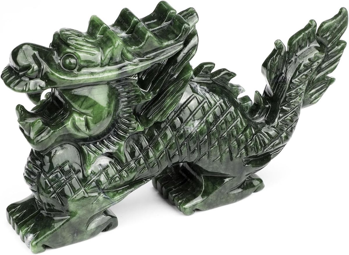 Omgoods - Dragon Jade Standbeeld Gift 5.3 Inch Feng Shui Decoratie