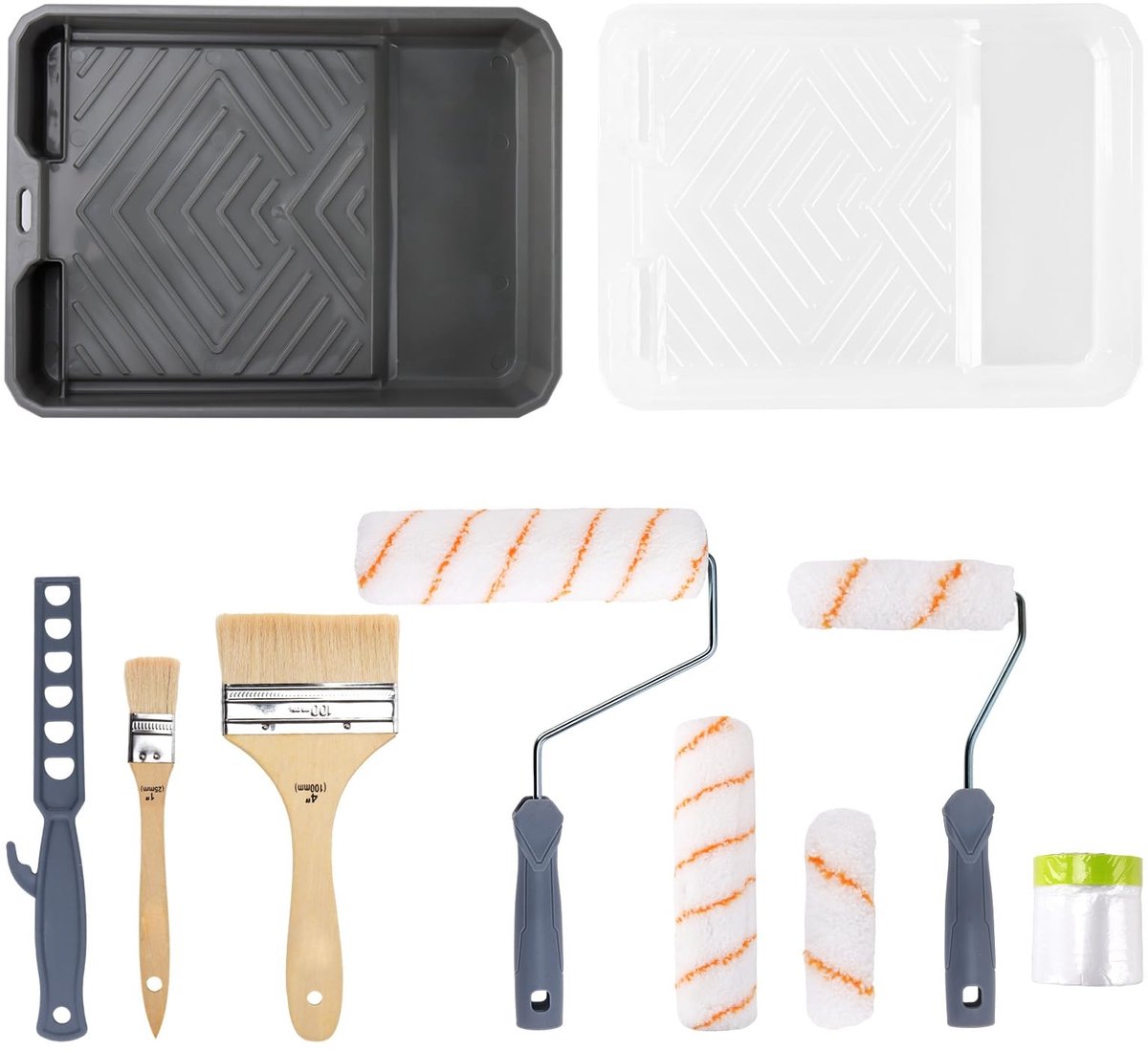 Omgoods - 12-delige Verfroller Set voor Binnen en Buiten met Ergonomische Handgreep