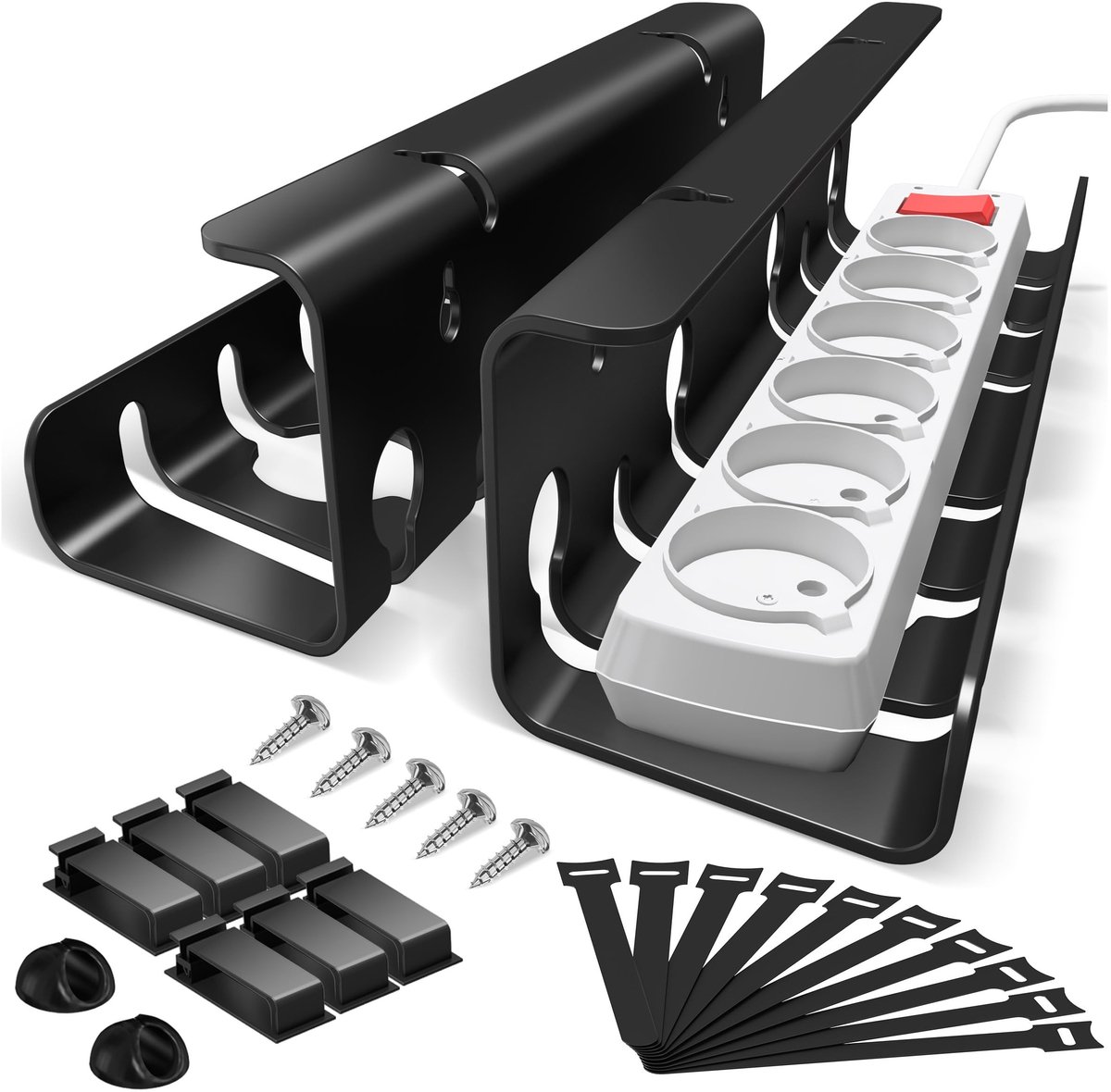 Omgoods - 2 Pack Kabelgoot voor Onder Bureau - Roestvrijstalen Kabel Organizer