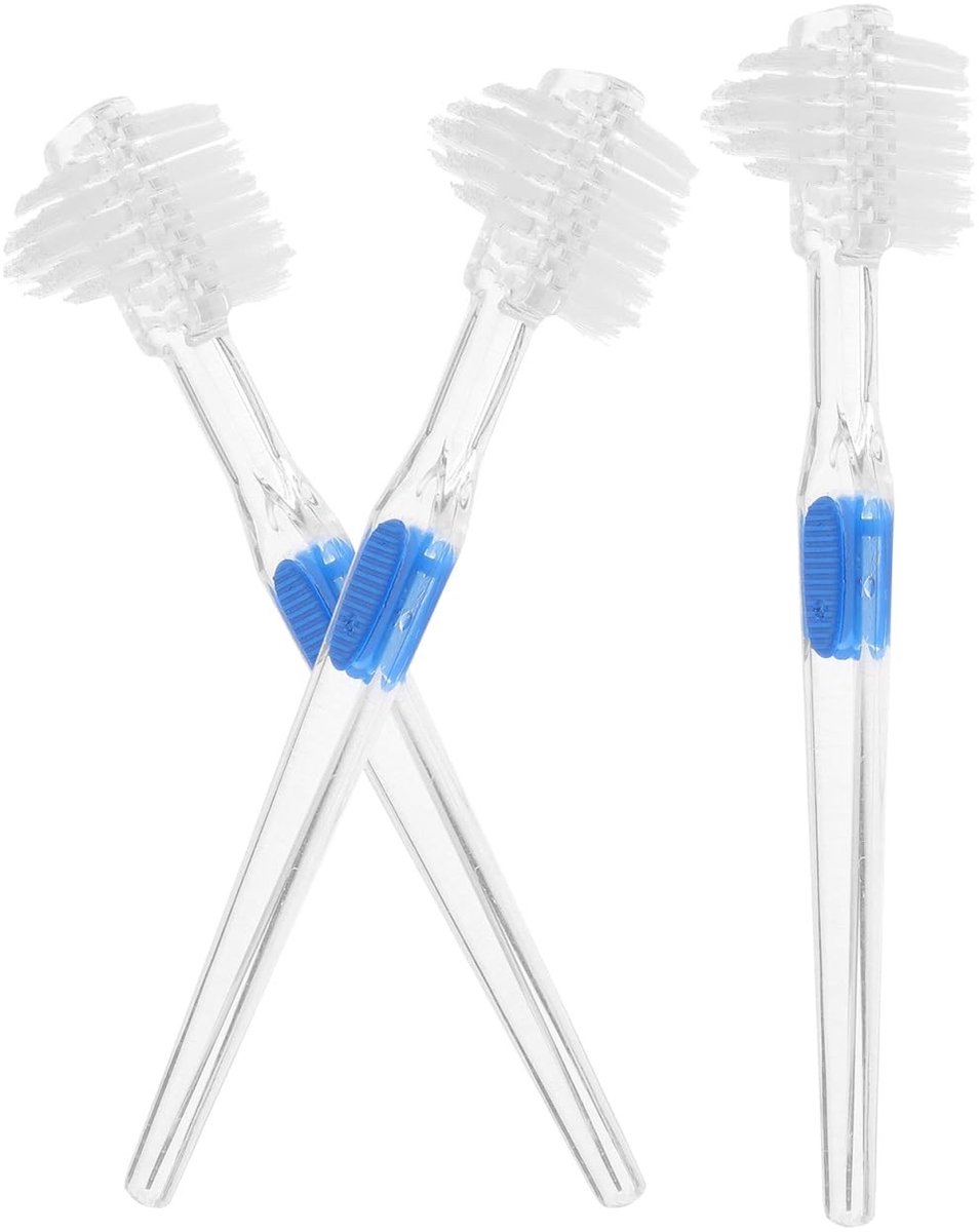 Omgoods - Pack van 3 Dubbelzijdige Tandenborstels voor Protheses